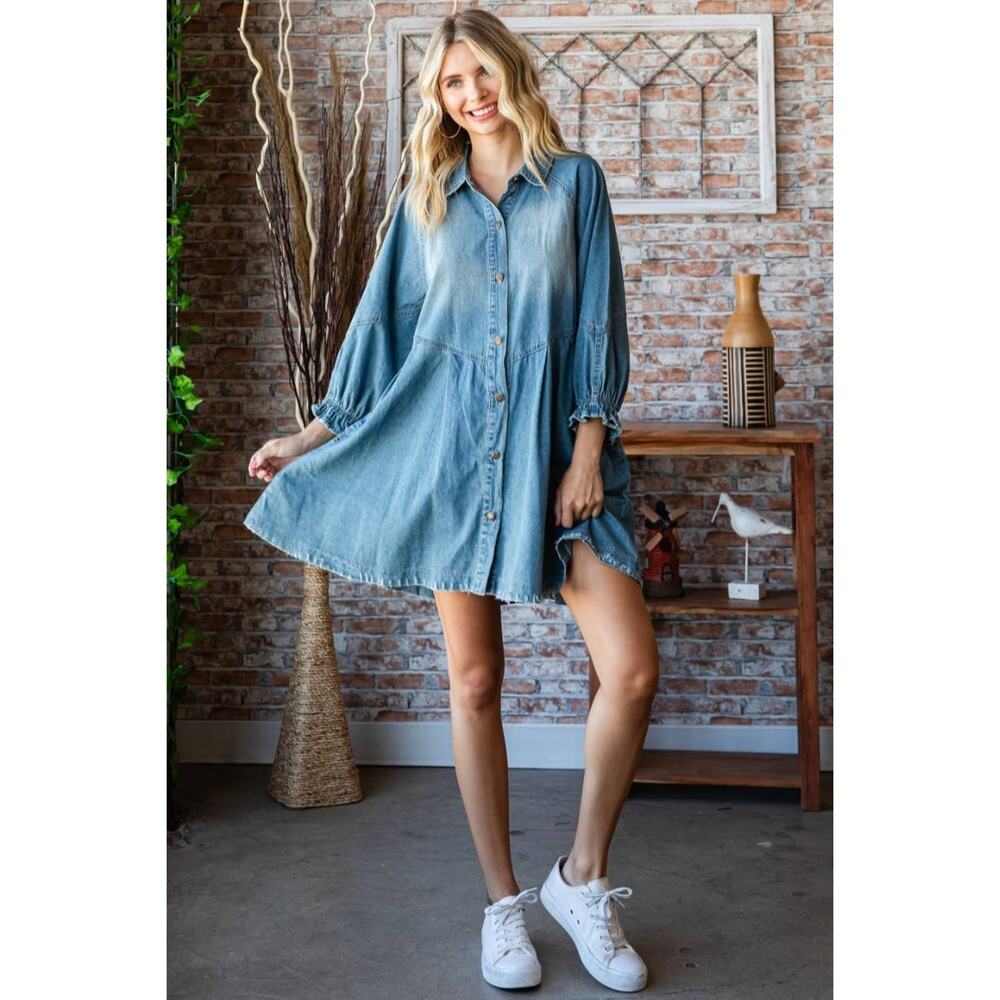 NWT Veveret Denim Long Sleeve Mini Dress